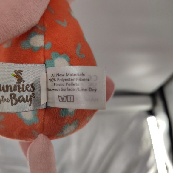 Bunnies By The Bay 14" Pink Rabbit Plush Doll Orange Dress Baby Cuddle Toy - Picture 7 of 10